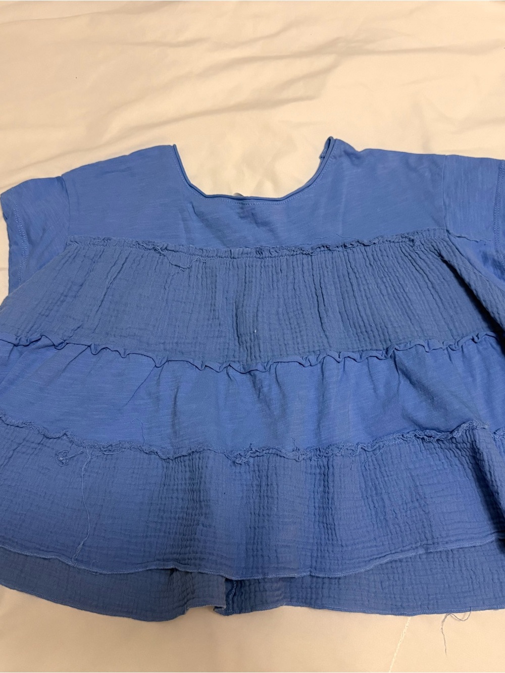 Alter'd State Blue Women's Tiered Short-Sleeve Top